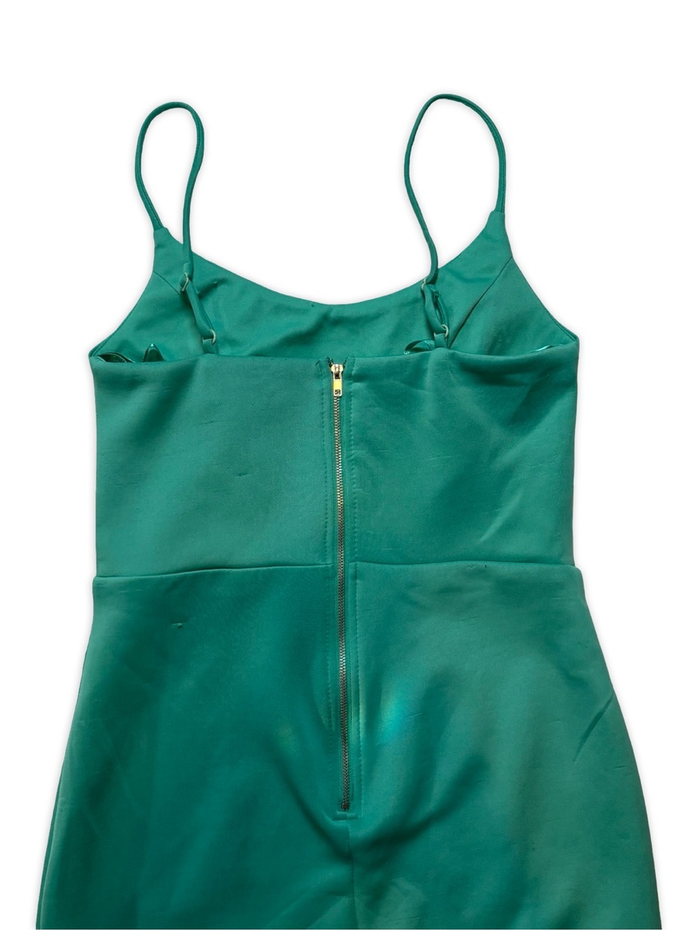 Emerald Green Bodycon Mini Dress | Spaghetti Strap | Size 5 - Picture 4 of 4